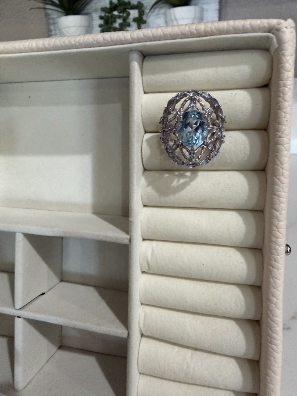 Statement Ring Blue Stone Size 6